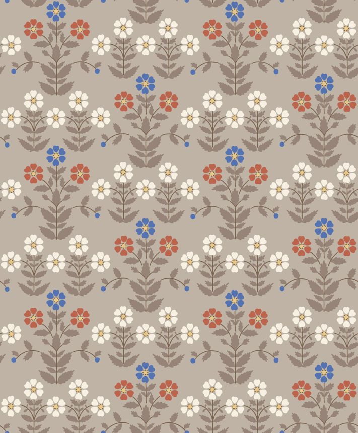 Tapete, grau-braun, Blumen, 4813, New Heritage, Boråstapeter