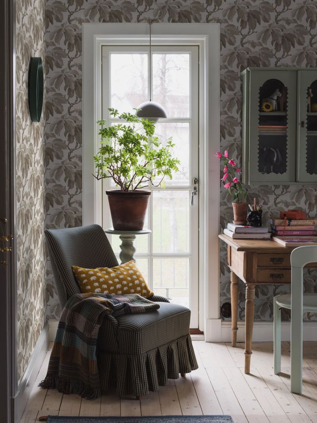 Tapete, braun-beige, Blätter, 4840, New Heritage, Boråstapeter