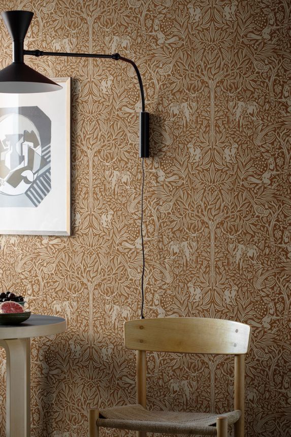 Braune Tapete, Bäume, Blätter, Tiere, 2045, Icons, Borastapeter