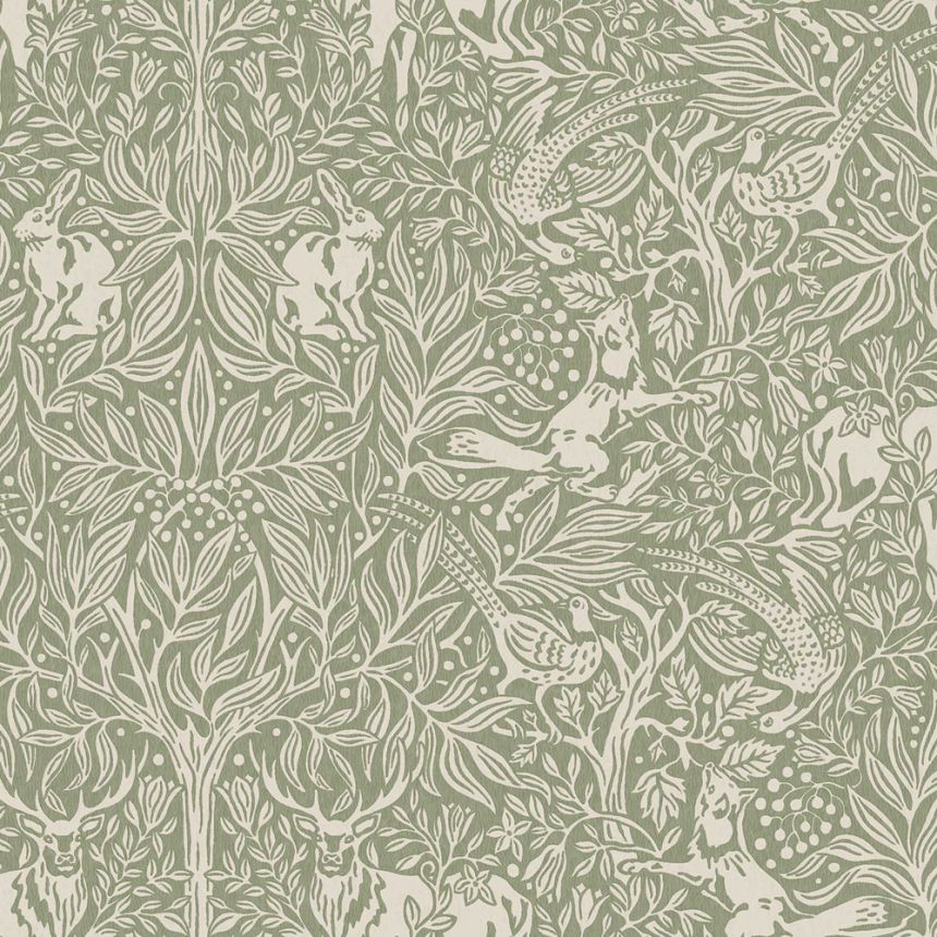 Grüne Tapete, Bäume, Blätter, Tiere, 2046, Icons, Borastapeter