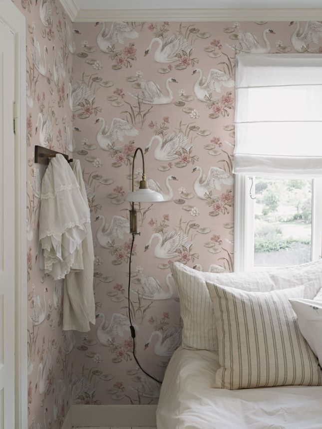 Tapete, rosa, Schwäne, 6927, Newbie Wallpaper, Boråstapeter