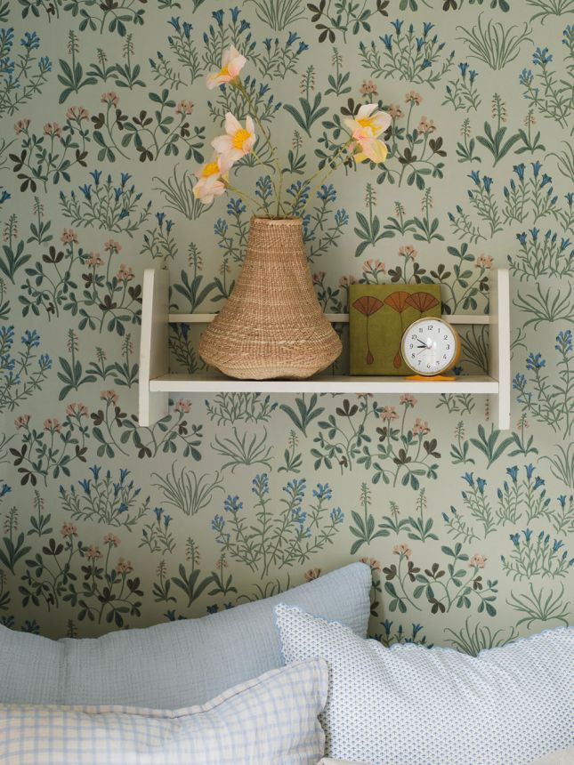 Tapete, grün, Blumen, 5801, Nordic Folk, Borastapeter