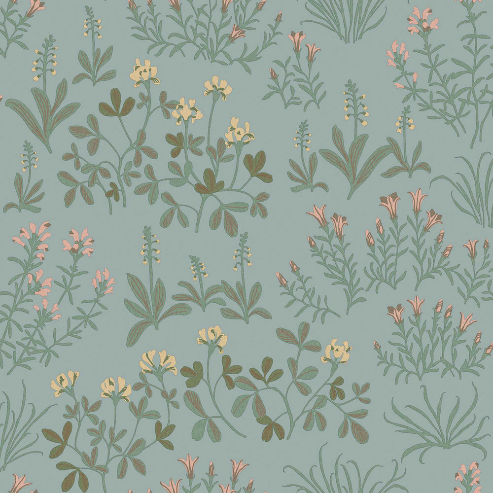 Tapete, blau, Blumen, 5802, Nordic Folk, Borastapeter