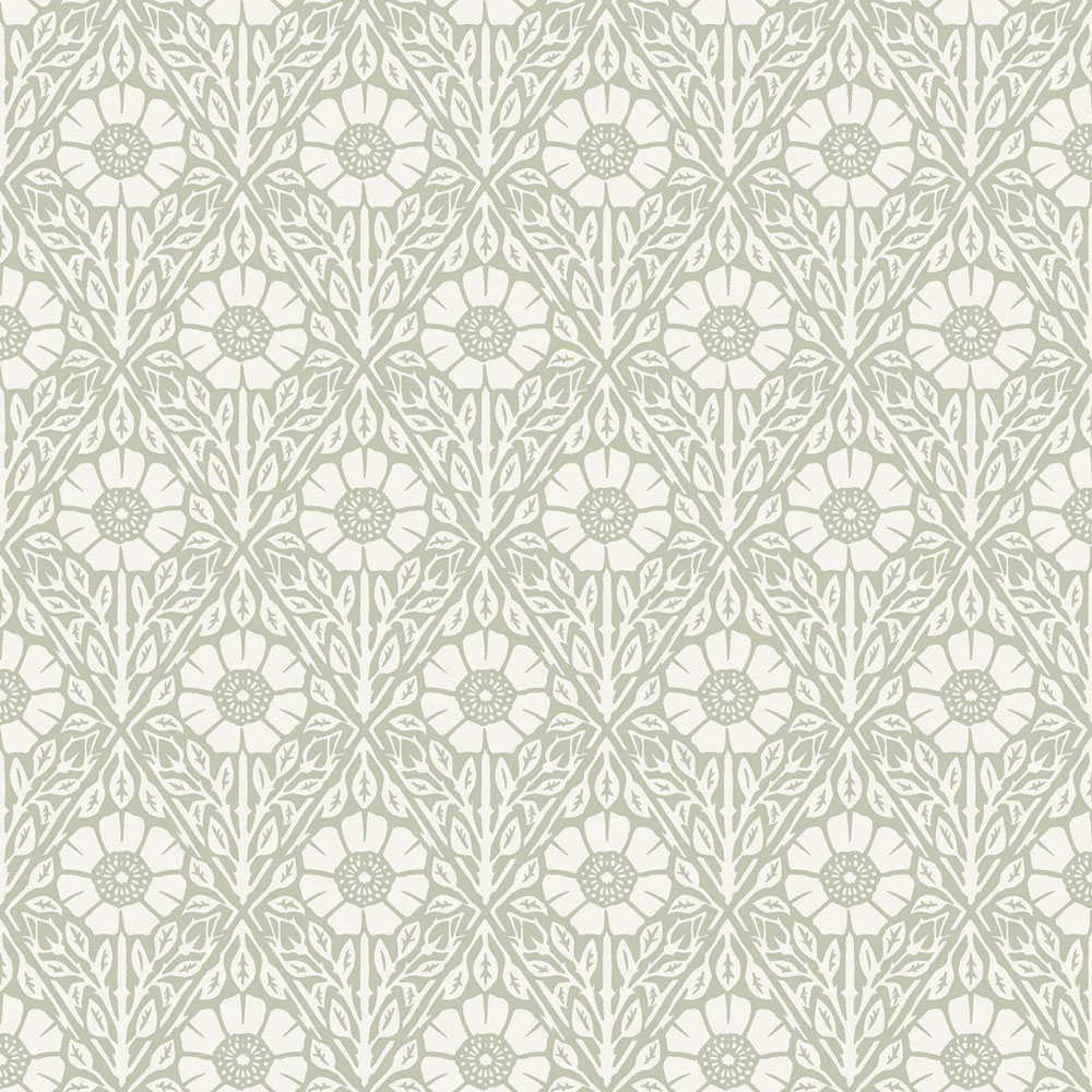 Tapete, grün-weiß, Blumen, 5811, Nordic Folk, Borastapeter