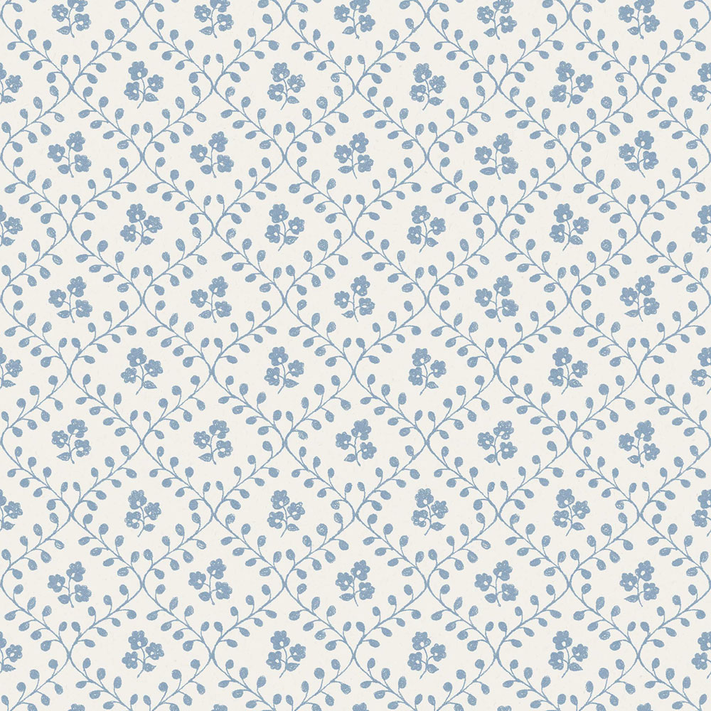 Tapete, weiß-blau, Blumen, 5822, Nordic Folk, Borastapeter