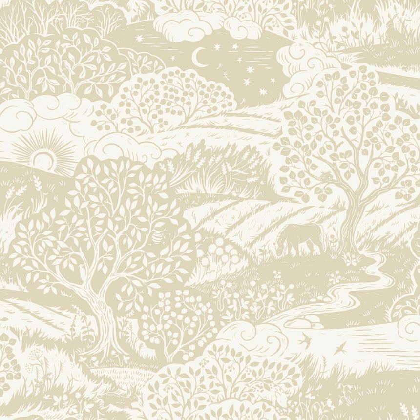 Tapete, beige, Landschaft, 5829, Nordic Folk, Borastapeter
