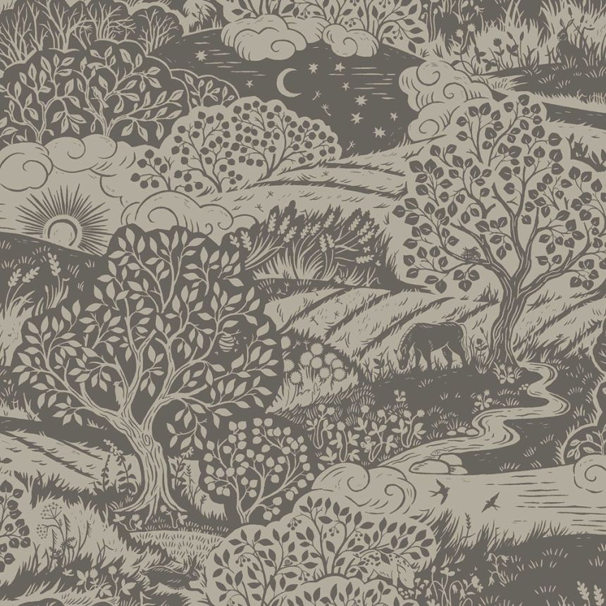 Tapete, beige-grau, Landschaft, 5831, Nordic Folk, Borastapeter