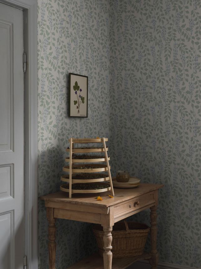 Tapete, cremefarben, Glyzinienblüten, 5707, Orangeri, Boråstapeter