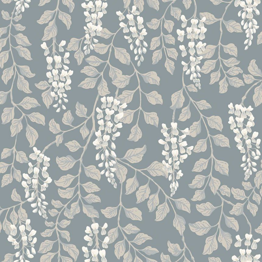Tapete, blau, Glyzinienblüten, 5711, Orangeri, Boråstapeter