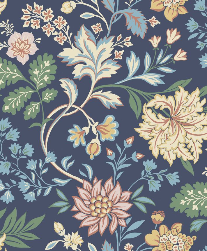 Blaue Tapete, Blumen, 2008, Icons, Borastapeter