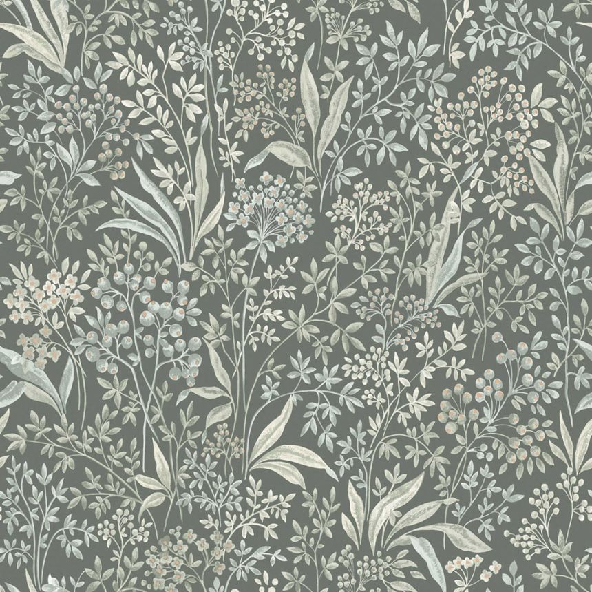 Grüne Tapete, Blumen, Blätter, 7270, Icons, Borastapeter
