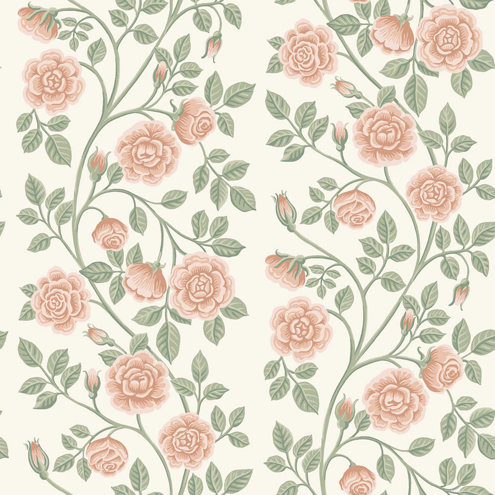 Tapete, grün-rosa, Blumen, Rosen, 6958, Osterlen, Borastapeter