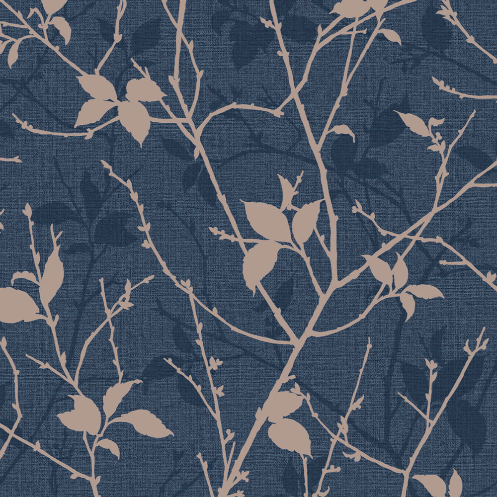 Tapete, blau, Blätter, Zweige, 122431, Refine, Graham Brown Boutique