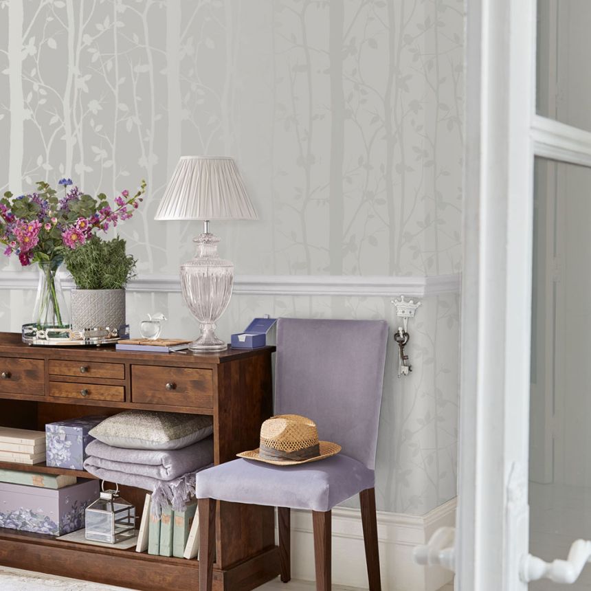 Tapete, weiß-creme, Bäume, Blätter, 113341, Laura Ashley Signature
