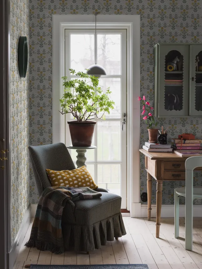 Tapete, grau, Blumen, 4811, New Heritage, Boråstapeter