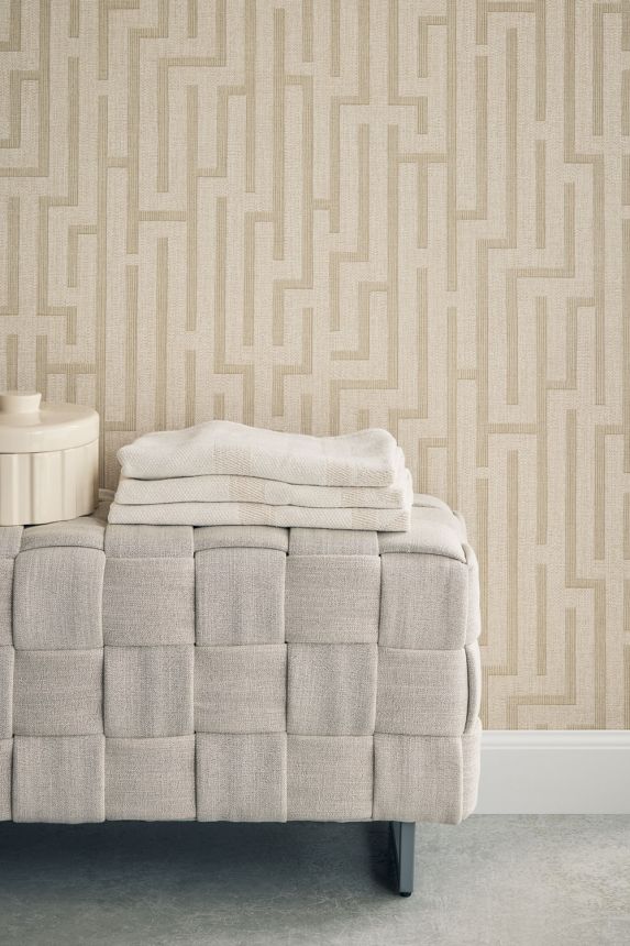 Tapete, creme-grau-beige, Stoffoptik, 350530, Riviera Maison, Eijffinger