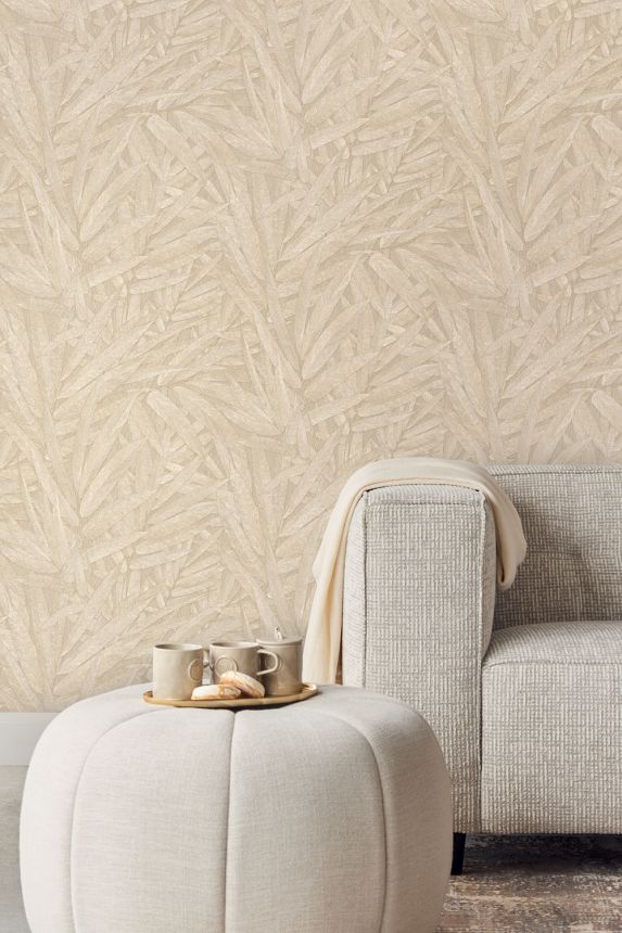 Tapete, creme-beige, Blätter, 350541, Riviera Maison, Eijffinger