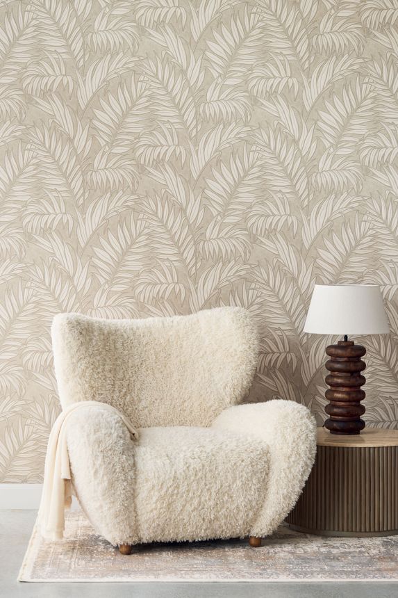 Tapete, braun-grau, Blätter, 350554, Riviera Maison, Eijffinger