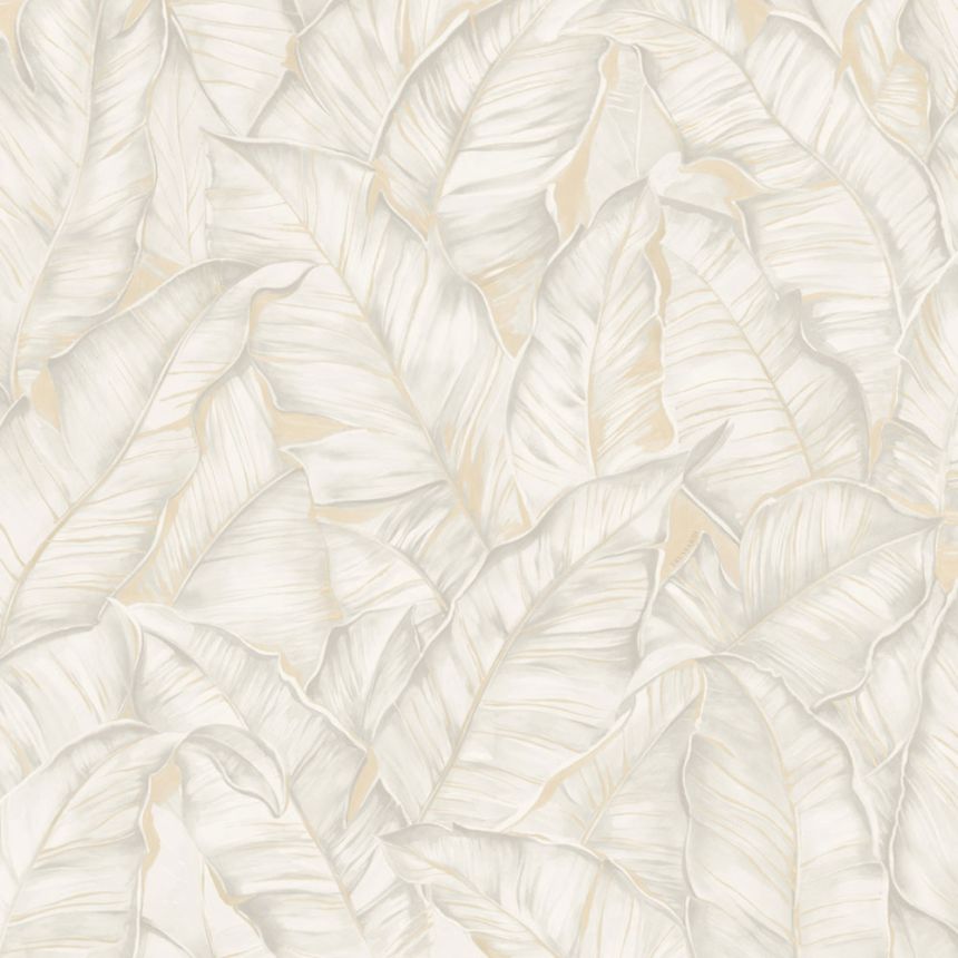 Luxustapete, grau-beige, Blätter, Z30301, Casa 8, Trussardi