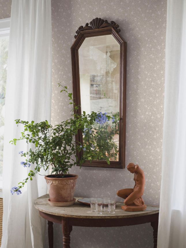 Tapete, beige, Blumen, Blätter, 5713, Orangeri, Boråstapeter