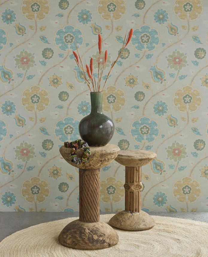 Tapete, türkis, Blumen, 350615, Amber, Eijffinger