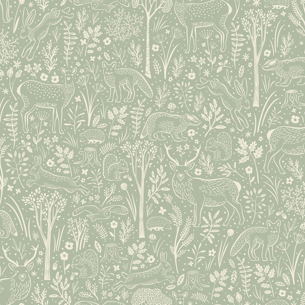 Tapete, grün, Waldtiere, LD3413, Little Dreamers, Grandeco