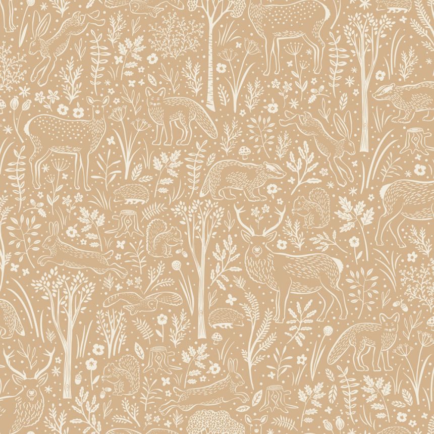Tapete, braun, Waldtiere, LD3421, Little Dreamers, Grandeco