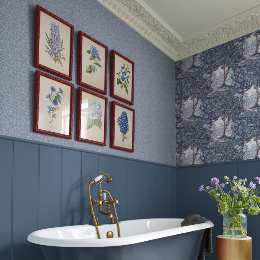 Tapete, blau, Stoffoptik, 127906, Arboretum, Graham Brown Premium