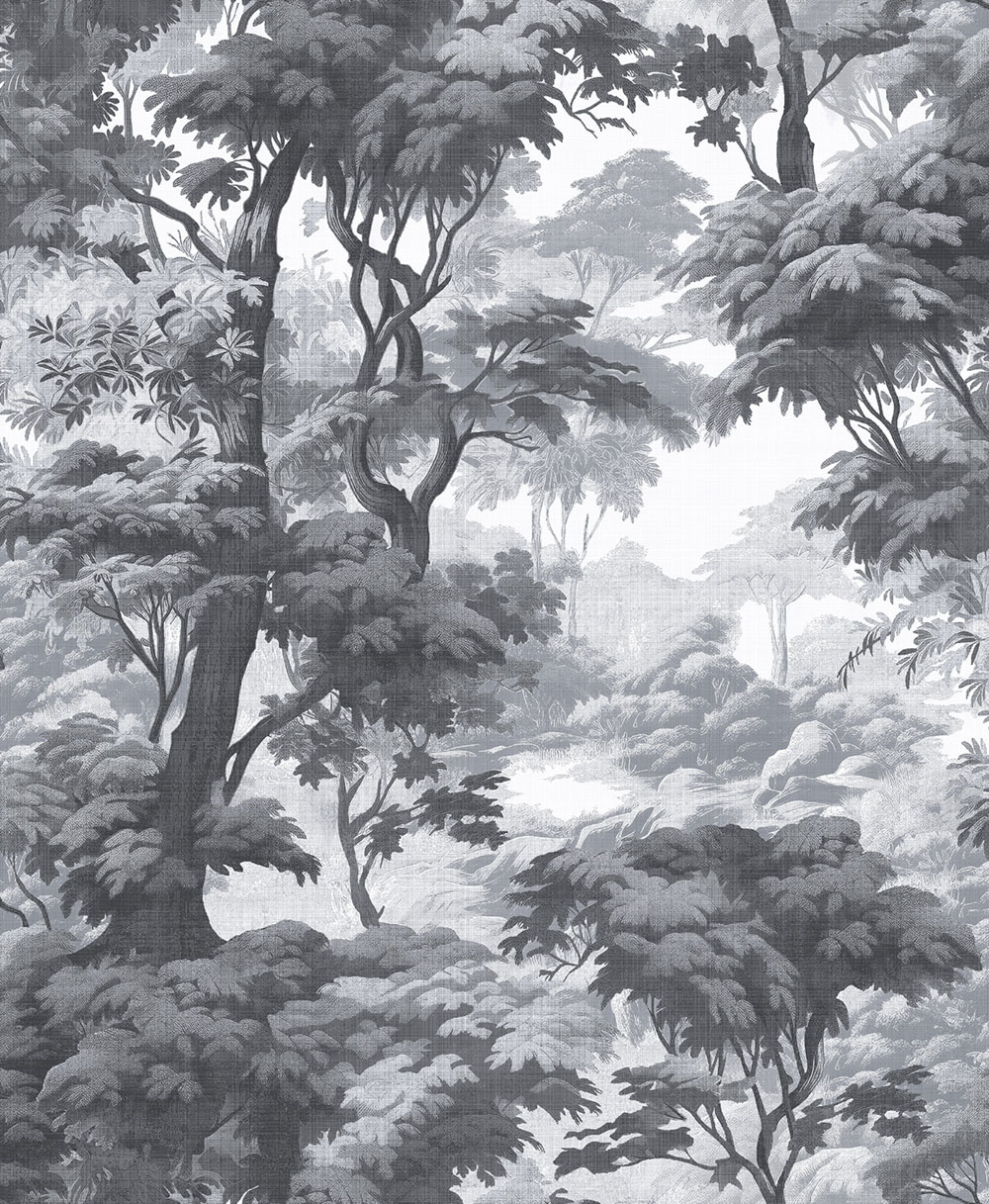 Tapete, grau-schwarz, Wald, Bäume, 127930, Arboretum, Graham Brown Premium