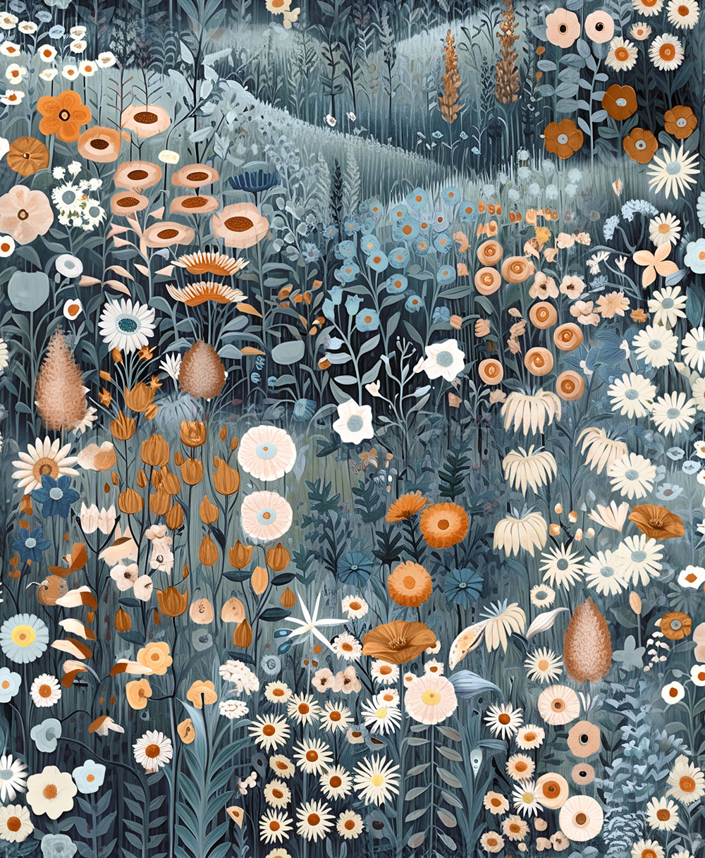 Tapete, türkis, blühende Wiese, 127927, Arboretum, Graham Brown Premium
