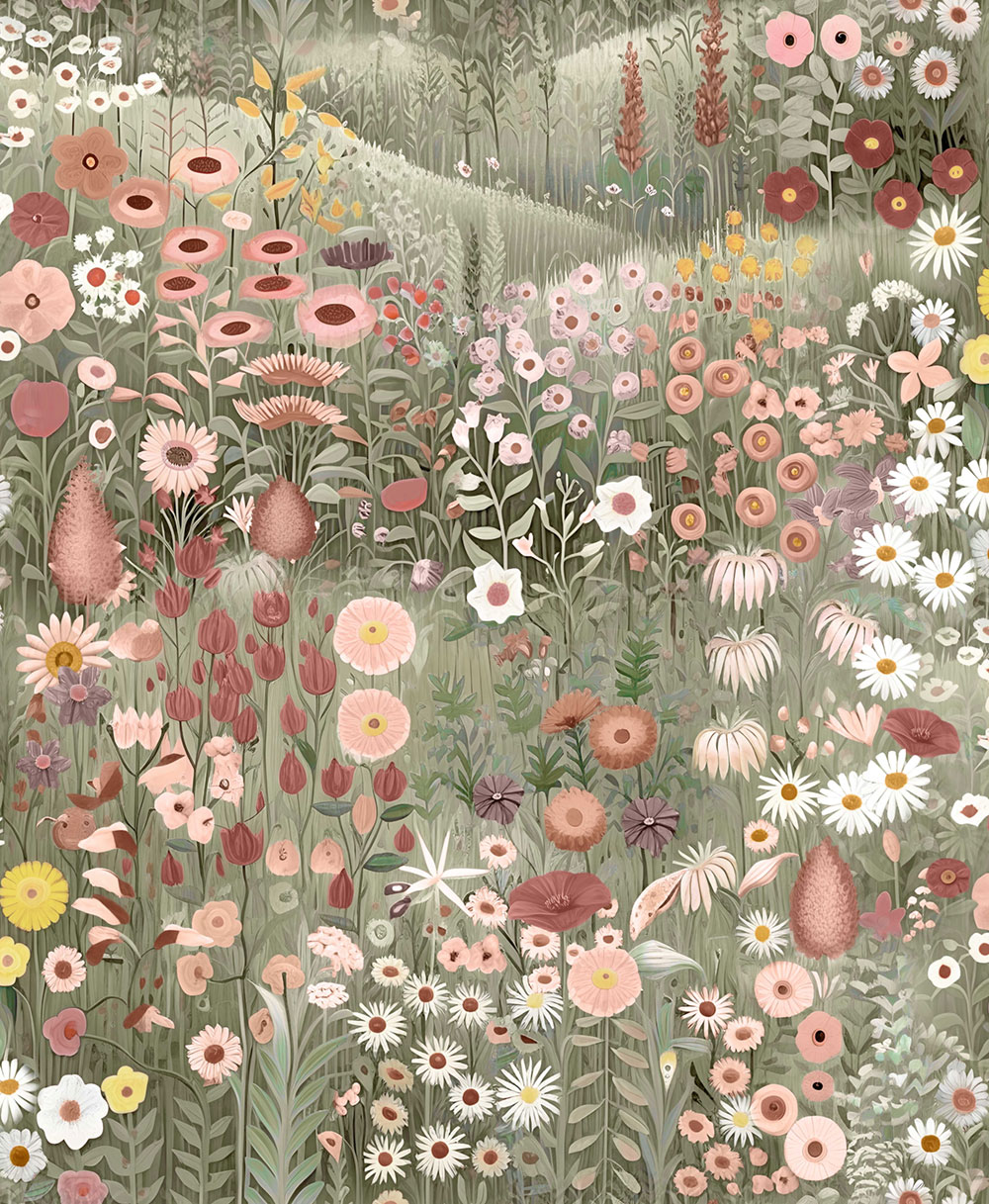 Tapete, grün-beige, blühende Wiese, 127928, Arboretum, Graham Brown Premium