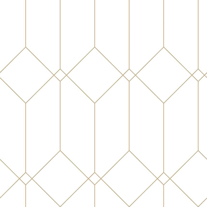 Weiße geometrische Vliestapete für die Wand, goldene Linien 139223, Art Deco, Esta