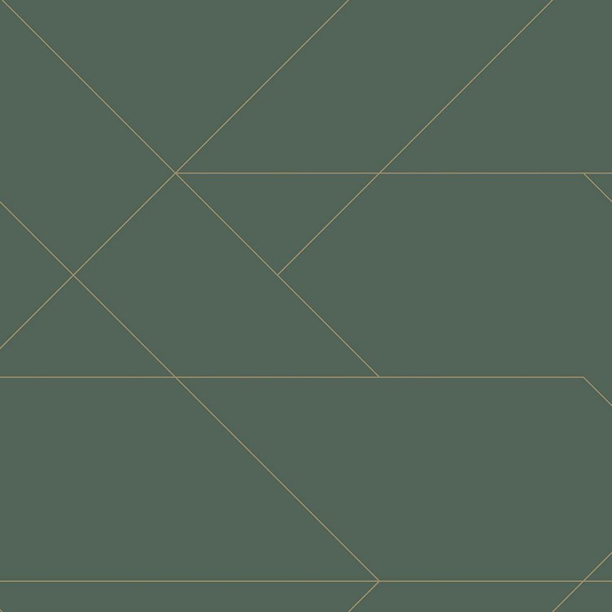 Vliestapete für die Wand grün mit goldenen Linien 139212, Art Deco, Esta