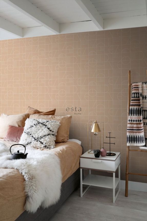 Braune Vliestapete für die Wand, geometrisches Muster 139208, Art Deco, Est
