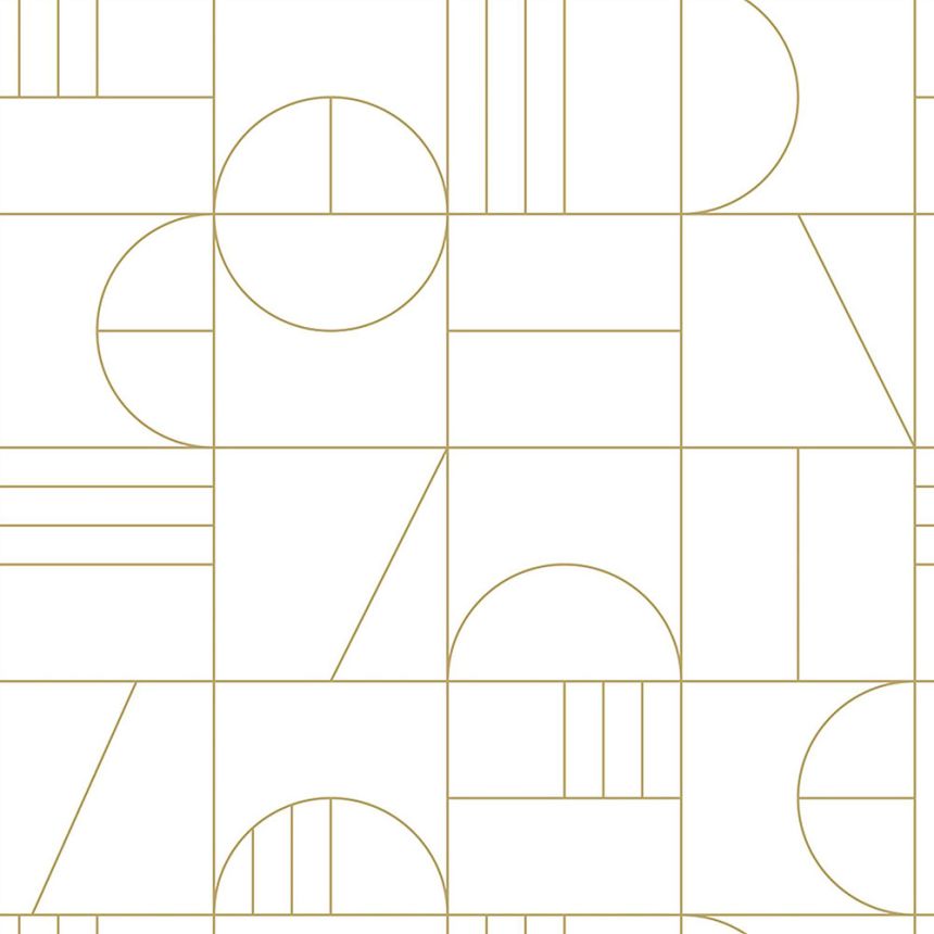 Weißgoldene geometrische Vliestapete 139141, Art Deco, Esta