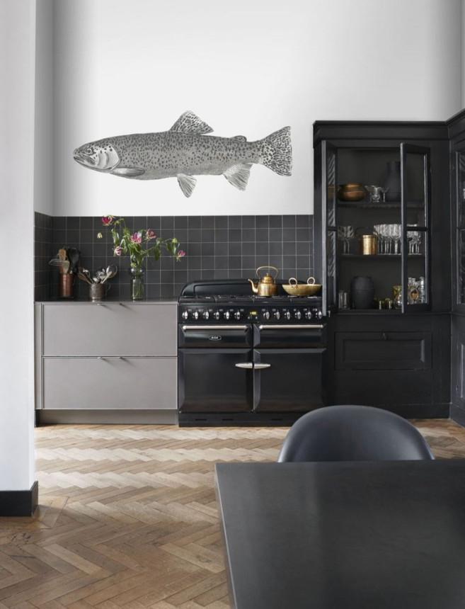 Vlies Fototapete Fisch 158933, 250x100cm, Black & White, Esta