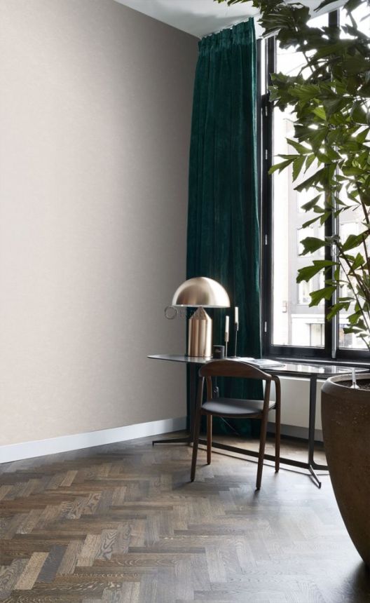 Grau-beige Vliestapete mit feinem Metallic-Glanz 345942, Matières - Metal, Origin