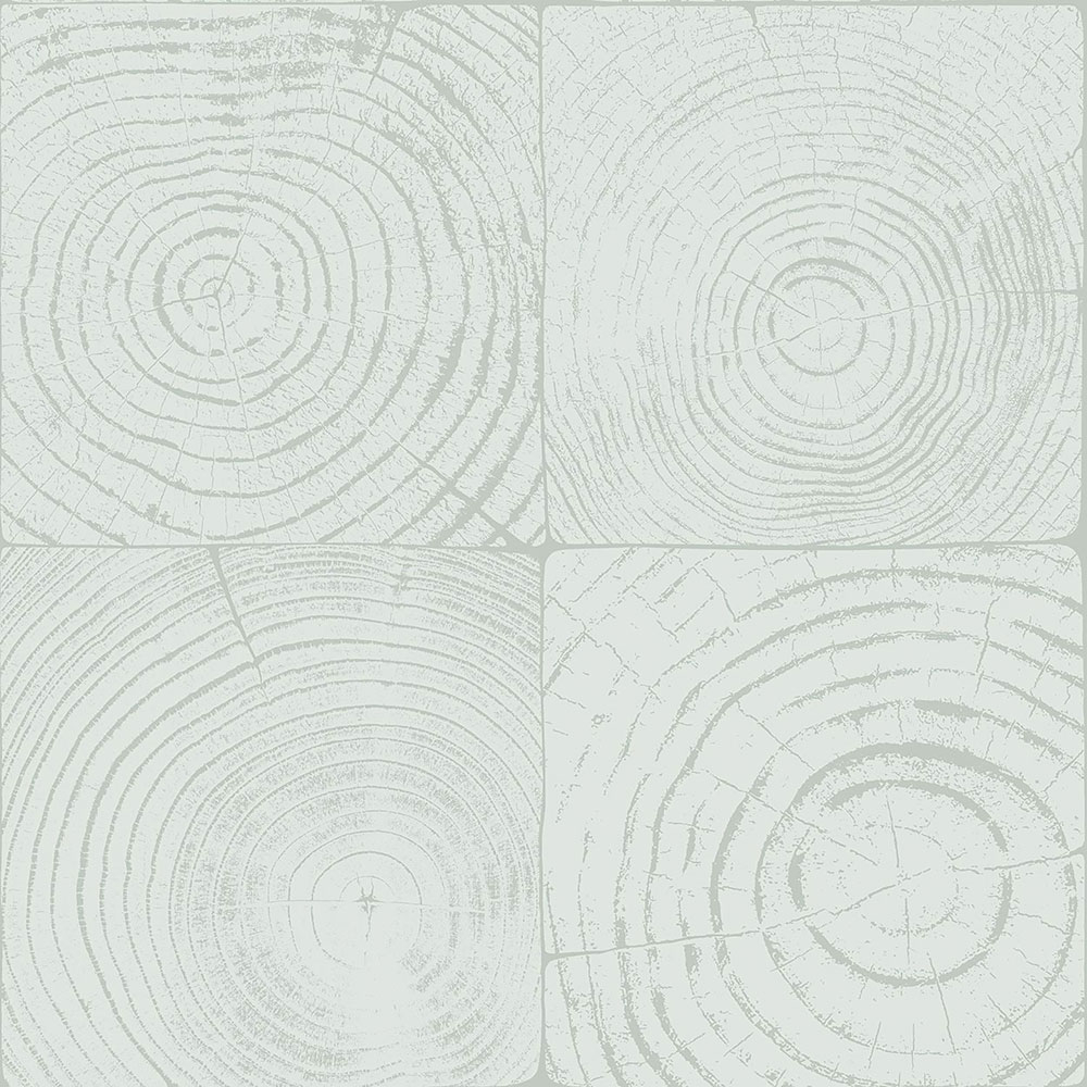 Tapete in helltürkiser Holzoptik mit Jahresringen, 347545, Matières - Wood, Origin