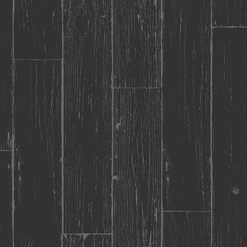 Tapete in schwarz-silberner Holzoptik, Dielen, 347542, Matières - Wood, Origin