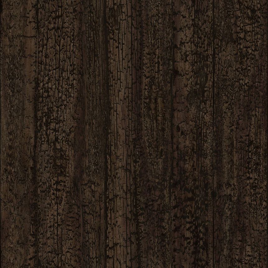 Tapete in dunkelbrauner Holzoptik, 347527, Matières - Wood, Origin