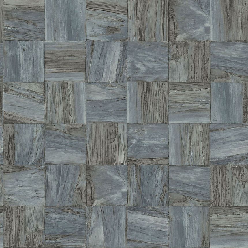 Tapete in graublauer Holzoptik, 347514, Matières - Wood, Origin