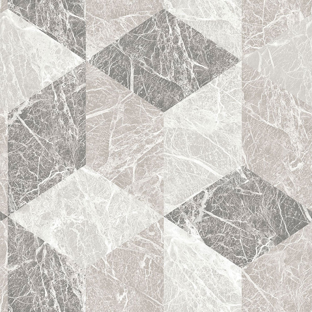 Vliestapete, Imitation einer grau-beigen 3D-Marmorfliese 347317, Matières - Stone, Origin