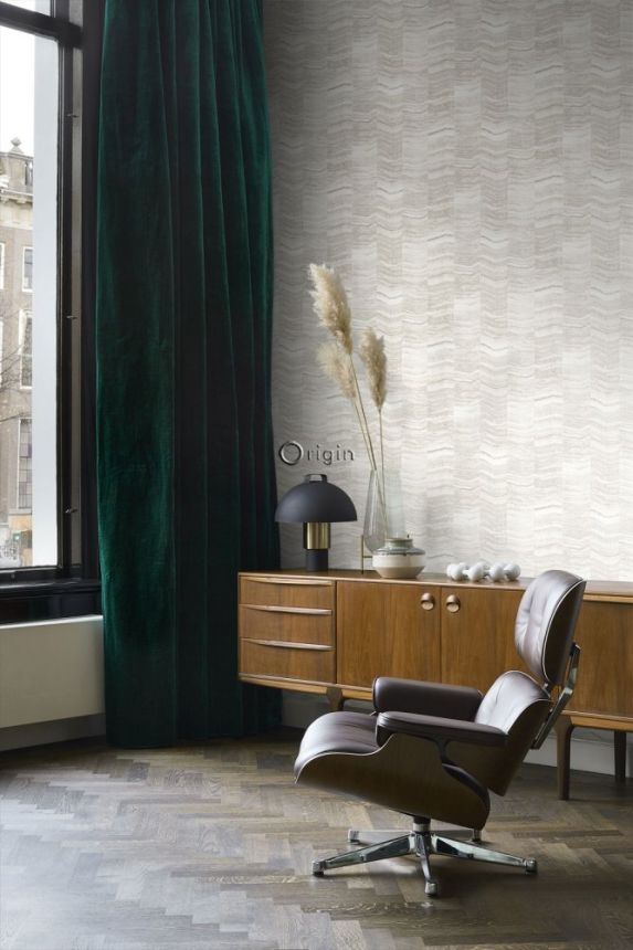 Grau-beige Vliestapete, Marmorfliesenmuster 337245, Matières - Stone, Origin