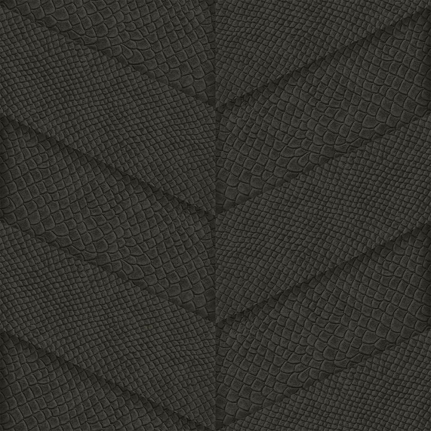 Vliestapete schwarz, Parkett-Ledermuster 347795, Luxury Skins, Origin