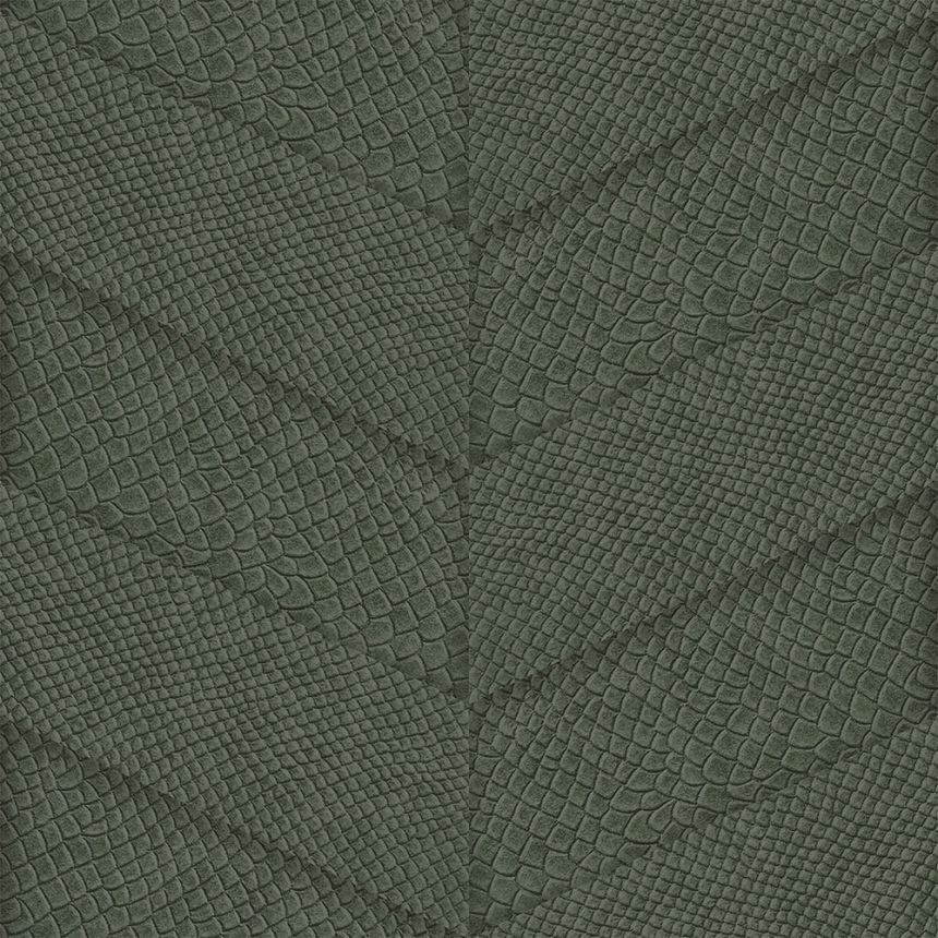 Grüne Vliestapete, Parkett-Ledermuster 347793, Luxury Skins, Origin