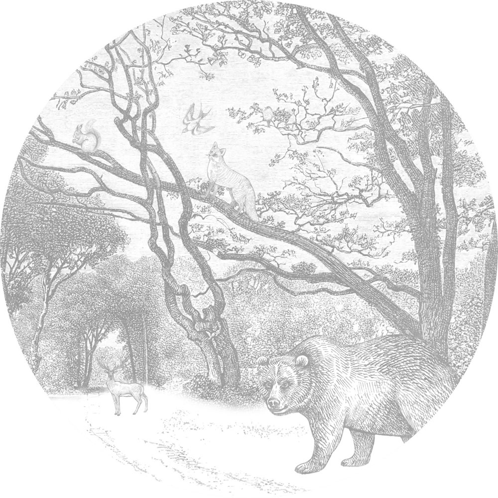 Selbstklebende kreisförmige Tapete Waldtiere 159070, Durchmesser 70 cm, Forest Friends, Esta