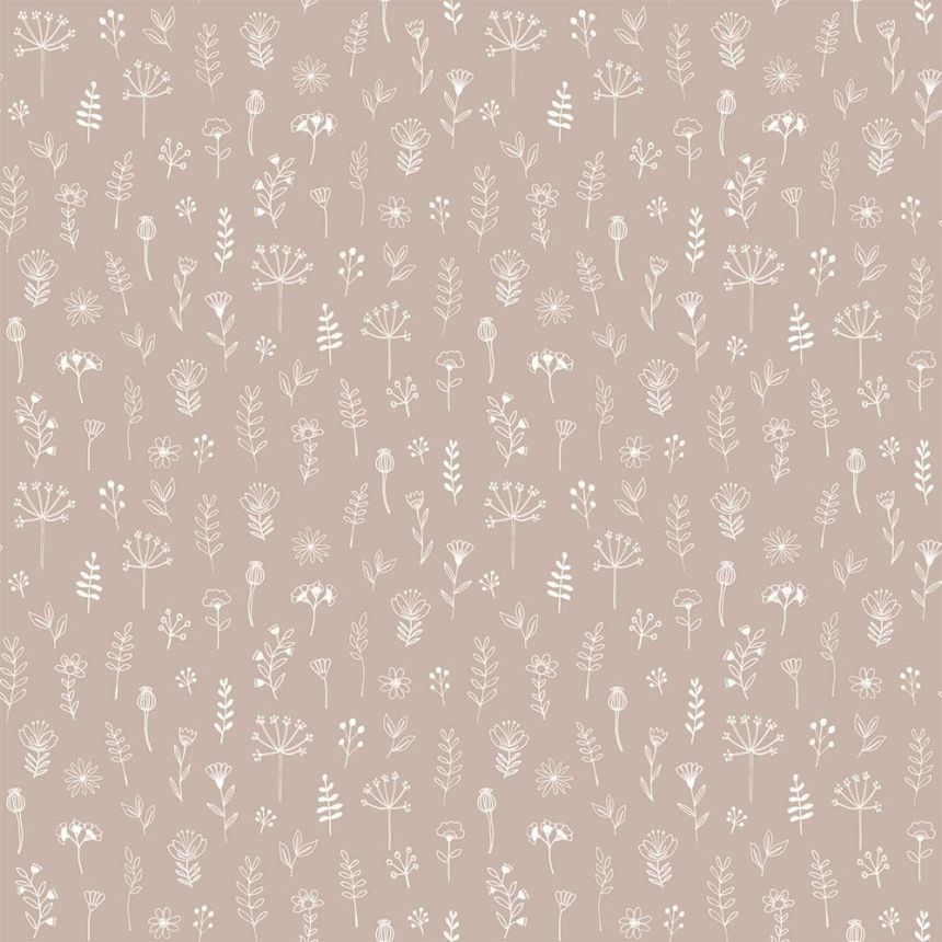 Altrosa Vliestapete für die Wand, Pflanzen, Blumen 139280, Forest Friends, Esta