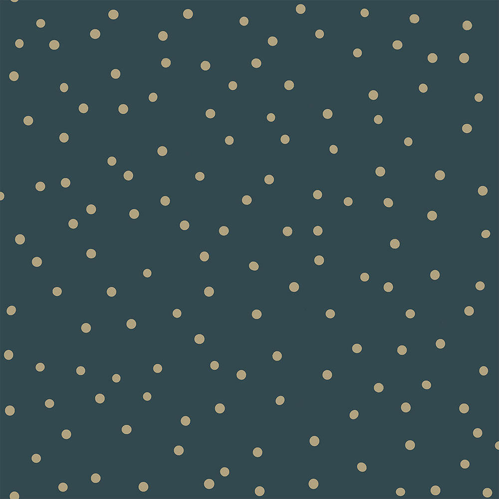 Dunkelblaue Vliestapete für die Wand, goldene Punkte 139276, Forest Friends, Esta