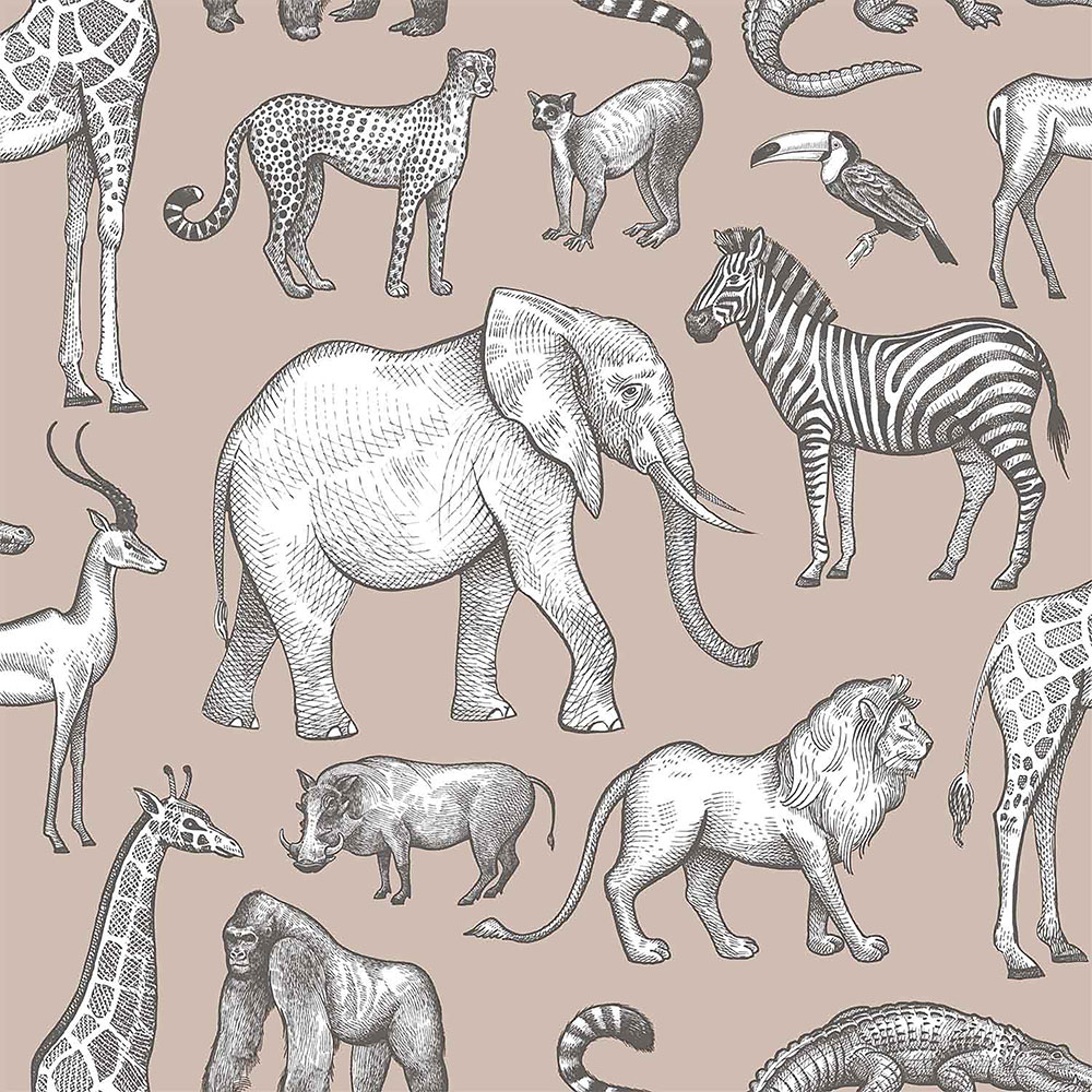 Altrosa Vliestapete Tiere aus Afrika 139271, Forest Friends, Esta