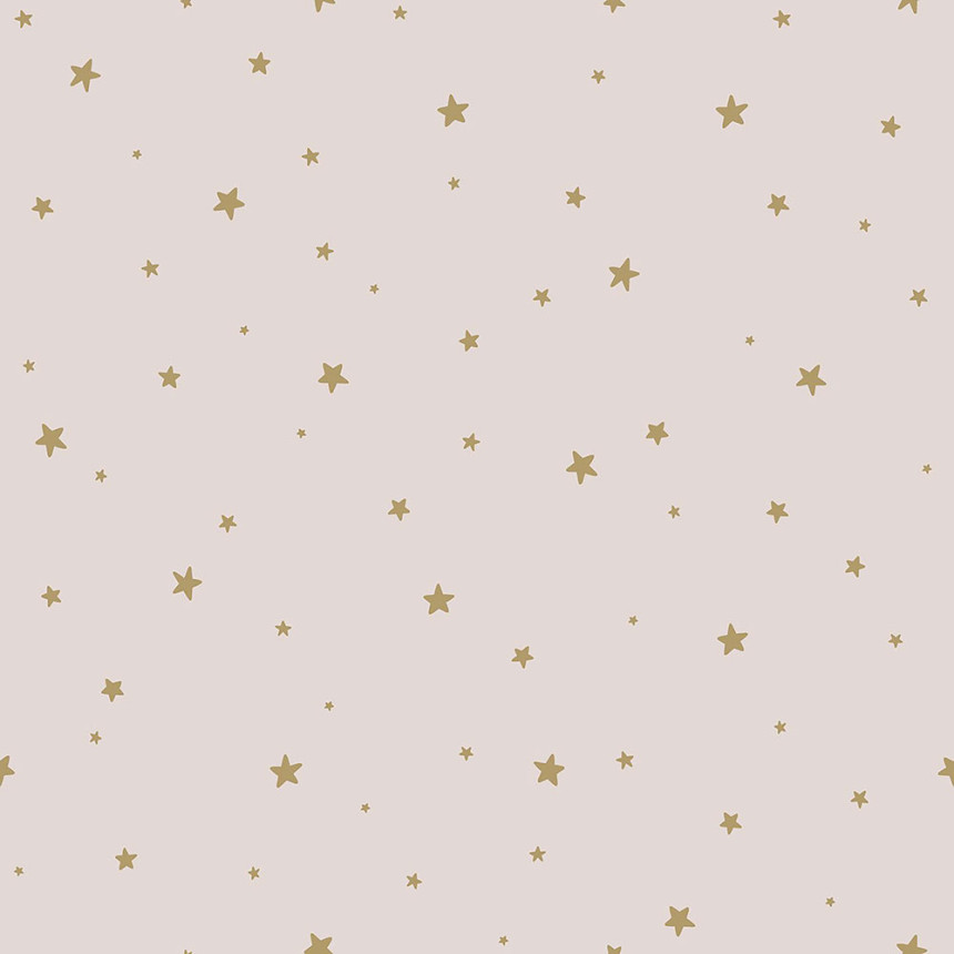 Altrosa Vliestapete mit goldenen Sternen 139260, Forest Friends, Esta